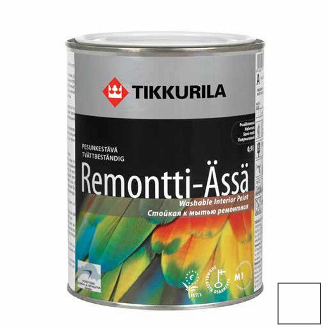 Краска для интерьеров TIKKURILA REMONTTI-ASSA полуматовая 0.9л основа А