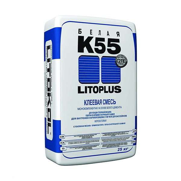 Клей для плитки цементный Litokol K55 белый 25 кг