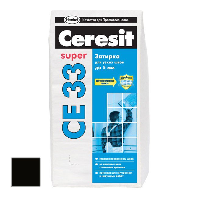 Затирка для швов для внутреннего применения Ceresit CE 33 Super графит 2 кг