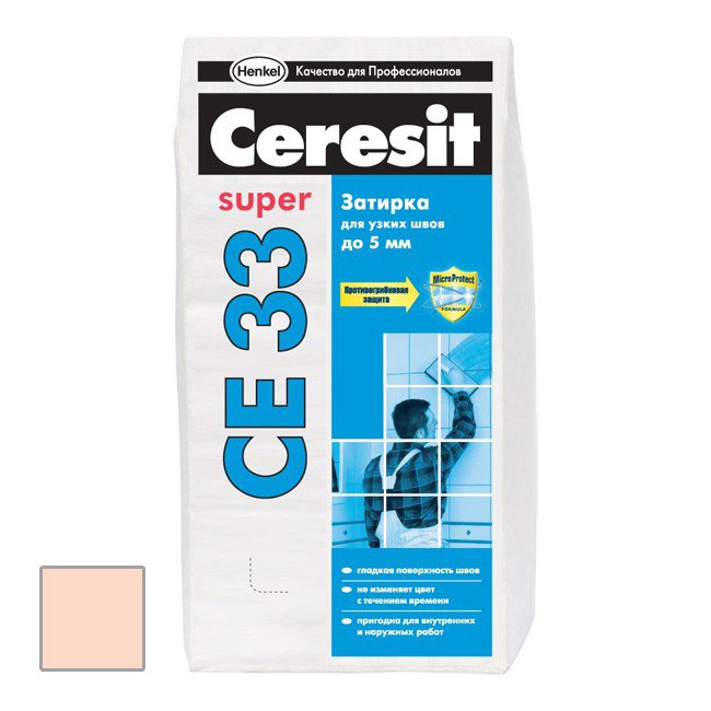 Затирка для швов для внутреннего применения Ceresit CE 33 Super роса 2 кг