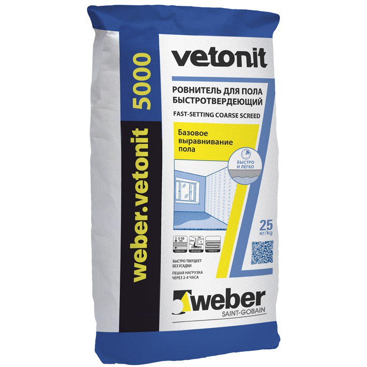 Пол наливной для внутреннего применения Ветонит Weber 5000 25 кг