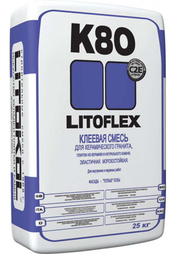 Клей для плитки цементный Litokol K80 серый 25 кг