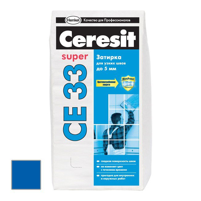 Затирка для швов для внутреннего и внешнего применения Ceresit CE 33 Super темно-синий 2 кг