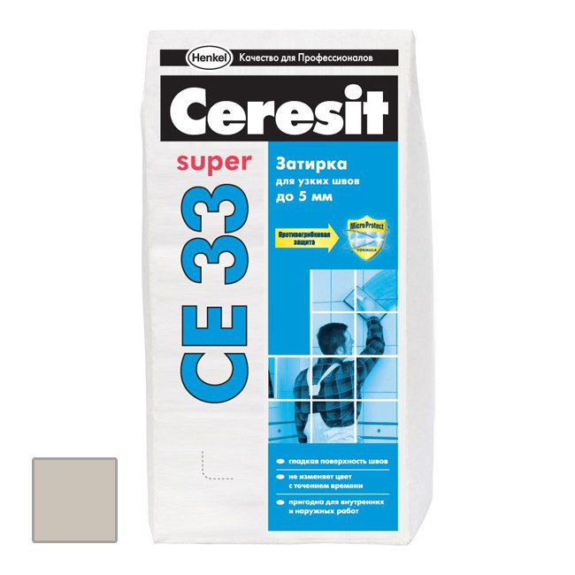 Затирка для швов для внутреннего применения Ceresit CE33 серый 2 кг
