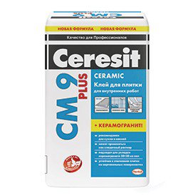 Клей для плитки цементный Ceresit СМ 9 Plus серый 25 кг