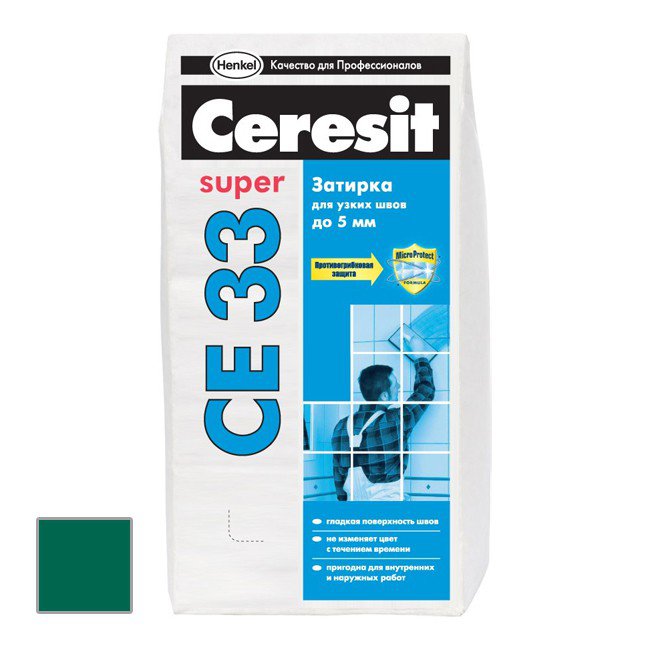 Затирка для швов для внутреннего применения Ceresit CE 33 Super зеленый 2 кг